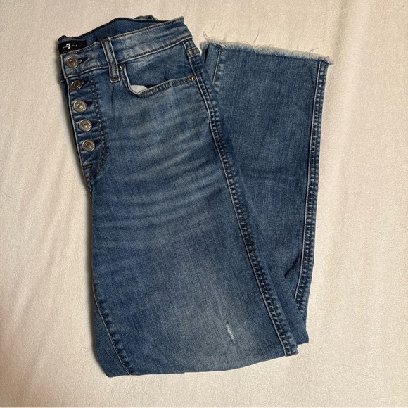 7 For All Mankind Blue Button-Fly Jeans - Picture 1 of 6